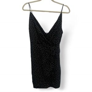 Volcom Black Polka Dot Wrap Mini Dress